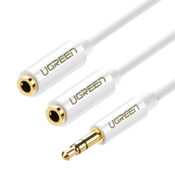 Ugreen cable cable headphone splitter mini jack 3.5 mm – 2 x mini jack 3.5 mm (2 x stereo output) 20cm white (AV134)