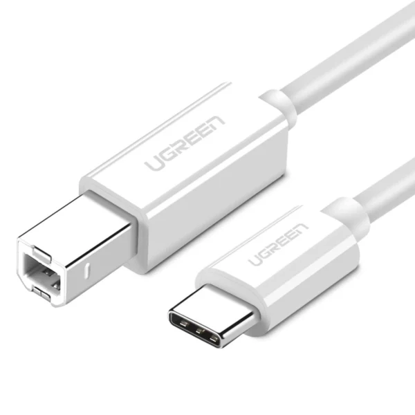 Ugreen US241 USB-C / USB-B 2.0 Cable for Scanner Printer 1.5 m - White