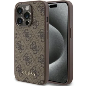 Guess 4G Metal Gold Logo case for iPhone 15 Pro – brown