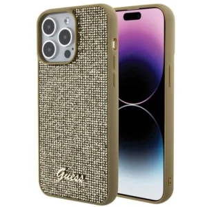 Guess Disco Metal Script case for iPhone 15 Pro Max – gold