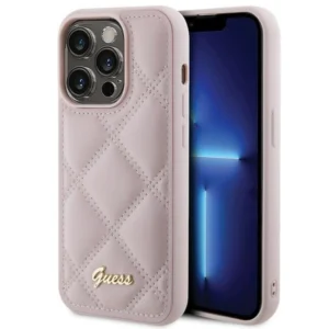 Guess Quilted Metal Logo case for iPhone 15 Pro Max – pink