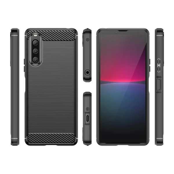 Carbon Case cover for Sony Xperia 10 V flexible silicone carbon cover black