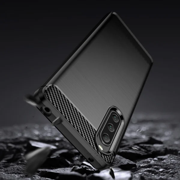 Carbon Case cover for Sony Xperia 10 V flexible silicone carbon cover black