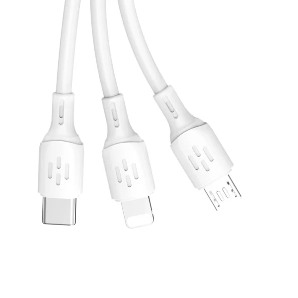 USB cable - USB C / micro USB / Lightning 480Mb/s 6A 1.2m - white