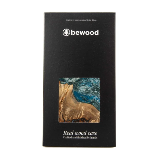 Bewood Unique MagSafe Planet Earth Wood and Resin Case for iPhone 15 Pro Max - Blue Green