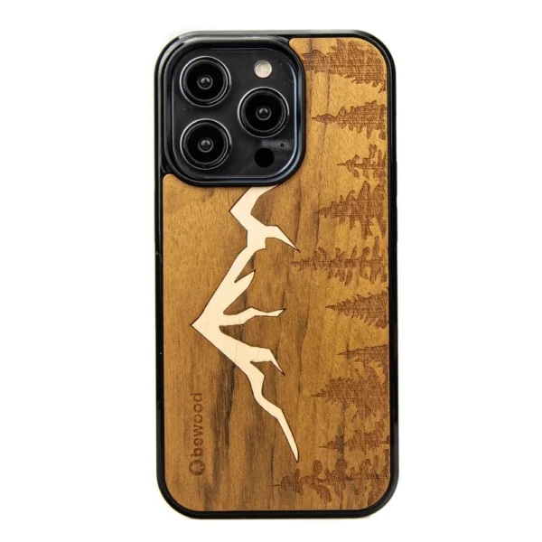 Bewood Imbuia Mountains Wooden Case for iPhone 15 Pro - Light Brown