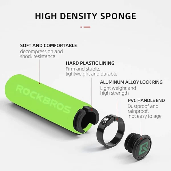 Rockbros BT1001GNBK sponge bicycle handlebar grips - green and black