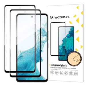 2x Set Super Tough Full Glue Tempered Glass Full Screen with Frame Case Friendly Samsung Galaxy A53 5G Black