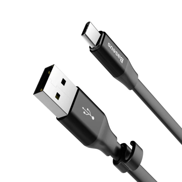 Baseus Nimble flat cable USB / USB-C cable with holder 2A 0.23M black (CATMBJ-01)