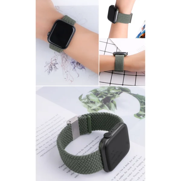 Strap Fabric Band for Watch 9 / 8 / 7 / 6 / SE / 5 / 4 / 3 / 2 (41mm / 40mm / 38mm) Braided Fabric Strap Watch Bracelet Green