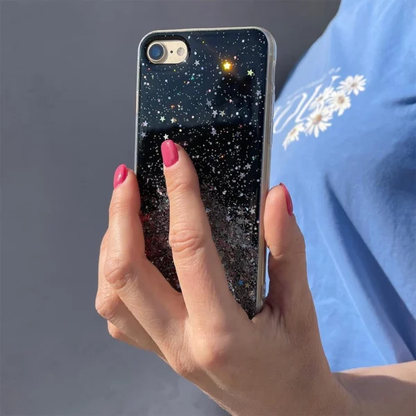 Star Glitter Shining Cover for iPhone 13 Pro black