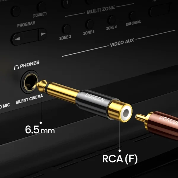 Ugreen 6.35mm jack adapter (male) to RCA (female) gold (AV169 80731)