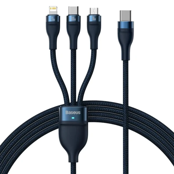 Baseus Flash Series II cable USB Type C / USB Type A – USB Type C / Lightning / micro USB 100 W 1.5 m blue (CASS030203)