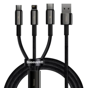 Baseus Tungsten 3in1 cable USB – USB Type C / Lightning / micro USB 3.5 A 1.5 m black (CAMLTWJ-01)