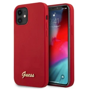 Guess iPhone 12 mini 5.4" red/red hardcase Metal Logo Script