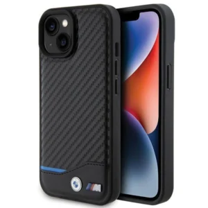 Leather Carbon case for iPhone 15 – black