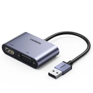 Ugreen CM449 adapter converter USB – HDMI 1.3 (1920×1080 60Hz) + VGA 1.2 (1920×1080 60Hz) gray