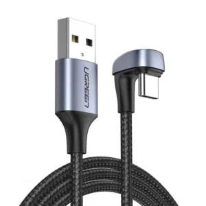 Ugreen nylon angled cable USB cable – USB Type C 1 m 3 A 18 W Quick Charge AFC FCP for gamers gray (70313)