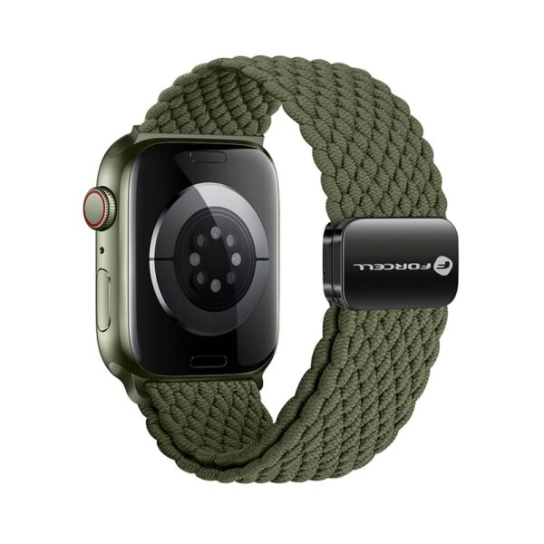 FORCELL F-DESIGN FA02 nylon magnetic strap for APPLE Watch 42 / 44 / 45 / 49 mm dark olive green