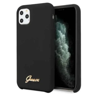 Guess iPhone 11 Pro black/czarny hard case Silicone Vintage Gold Logo