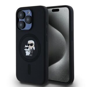 KARL LAGERFELD case for IPHONE 15 Pro compatible with MagSafe KLHMP15LSCMKCRHK  black