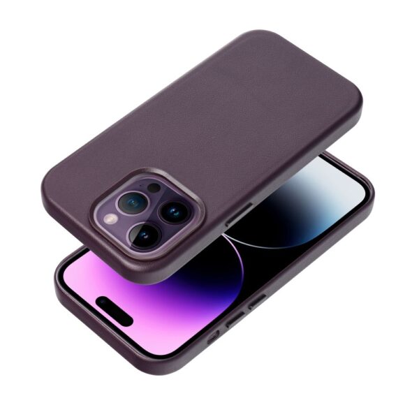 LEATHER MAG COVER case for IPHONE 16 dark violet