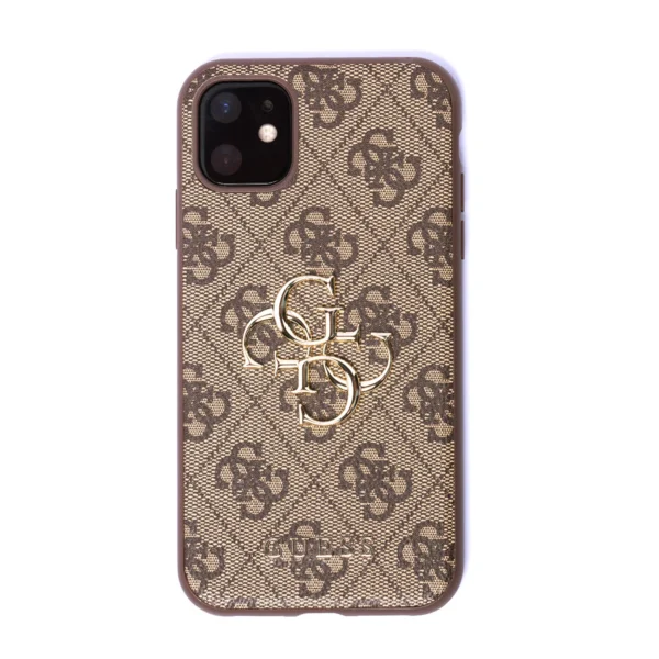 Guess case for iPhone 11 / XR from the 4G Big Metal Logo series - brown