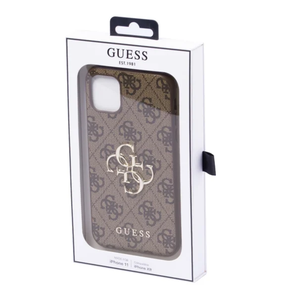 Guess case for iPhone 11 / XR from the 4G Big Metal Logo series - brown