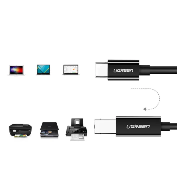 Ugreen printer cable USB-C - USB-B 480Mb/s 2m black (US241)