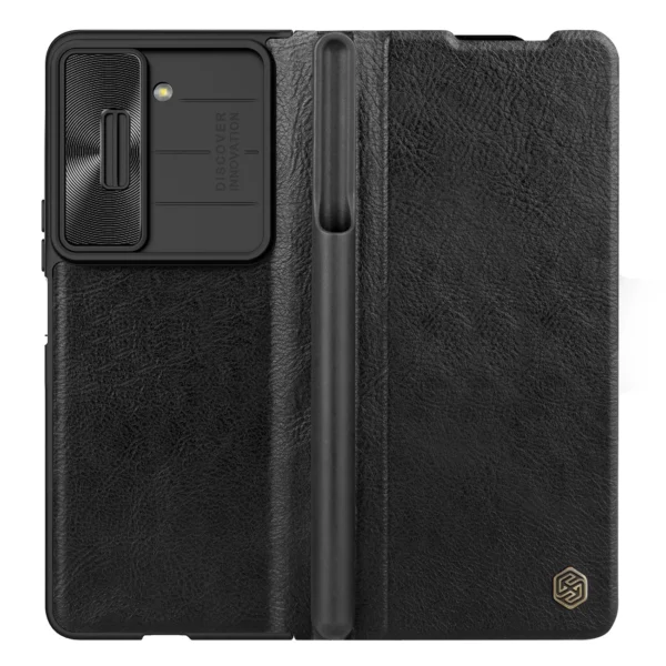 Nillkin Qin Leather Pro Leather Case with Camera Protector for Samsung Galaxy Z Fold 5 - Black