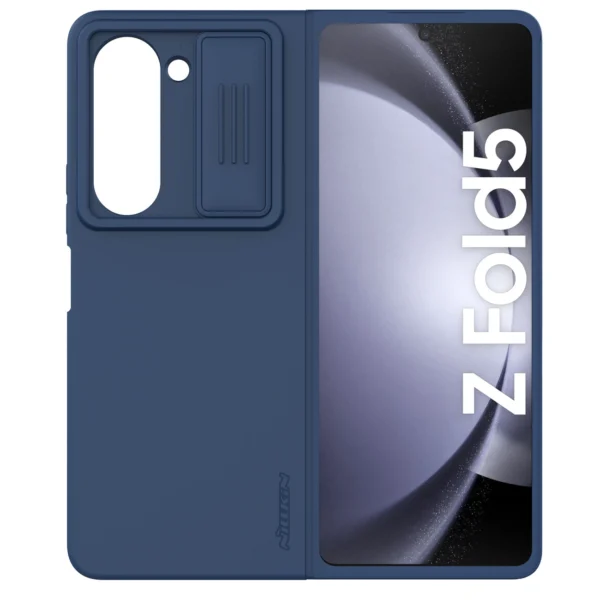 Nillkin CamShield Silky Silicone Case for Samsung Galaxy Z Fold 5 with Camera Protector - Dark Blue