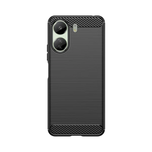 Carbon Case for Xiaomi Redmi 13c Flexible Silicone Carbon Cover - Black