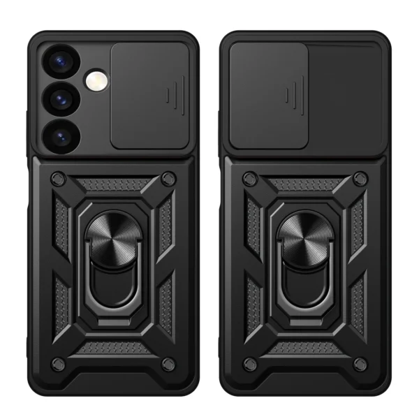 Hybrid Armor Camshield armored case for Samsung Galaxy S24 with camera cover - black