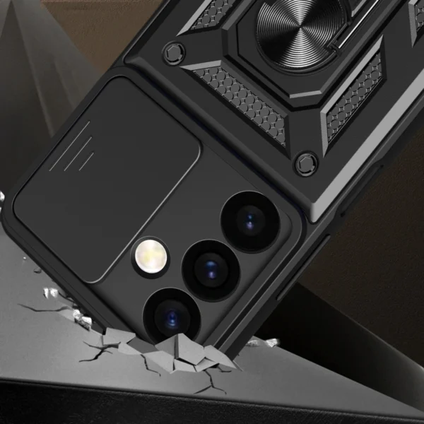 Hybrid Armor Camshield armored case for Samsung Galaxy S24+ with camera cover - black