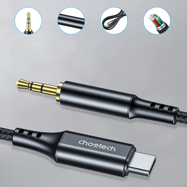 Choetech AUX006 USB-C / mini jack 3.5mm cable 1 m - black