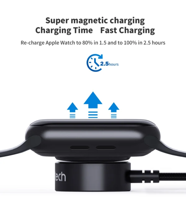 Choetech T319 MFI 5W wireless charger for Apple Watch + USB-C cable - black