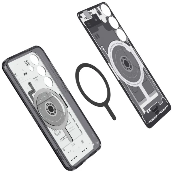 Spigen Ultra Hybrid OneTap Ring Case with MagSafe for Samsung Galaxy S24 - Transparent (Zero One Pattern)