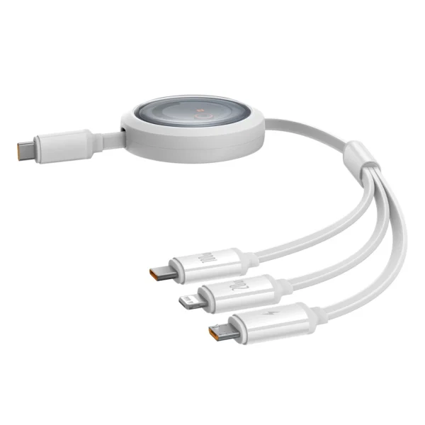 Baseus Free2Draw CB000084 retractable USB-C - Lightning / USB-C / micro USB cable 100W 1.1m - white