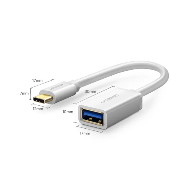 Ugreen US154 30702 USB-A 3.0 (female) / USB-C 3.0 (male) OTG adapter - white