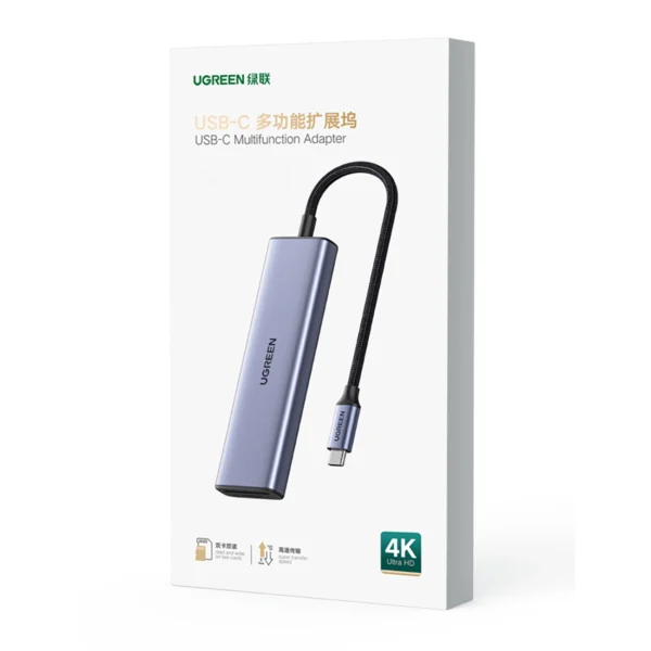 HUB Ugreen CM511 20956A 6in1 USB-C - HDMI / 3x USB-A 3.0 / SD/TF card reader - gray