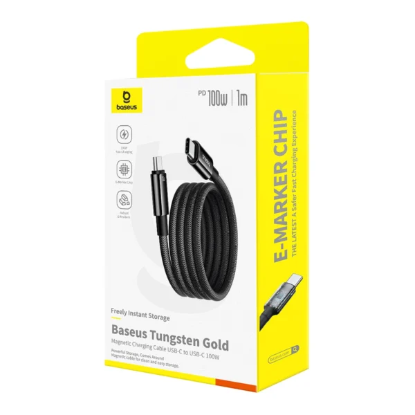 Baseus Tungsten Gold magnetic USB-C / USB-C cable 100W 1m - black