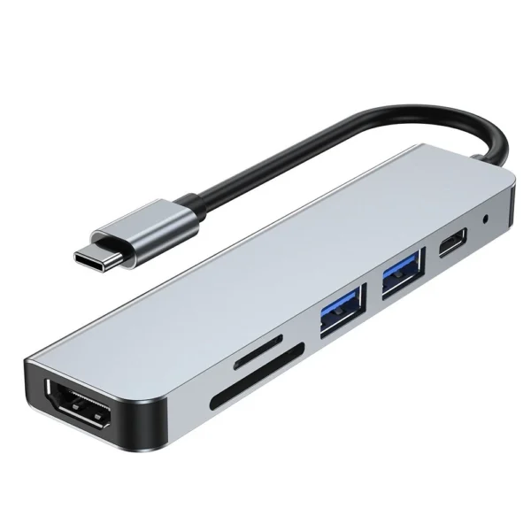 HUB Tech-Protect V4 6in1 USB-C - USB-A 3.0 / USB-A 2.0 / USB-C / HDMI / micro SD / TF / SD card reader - gray