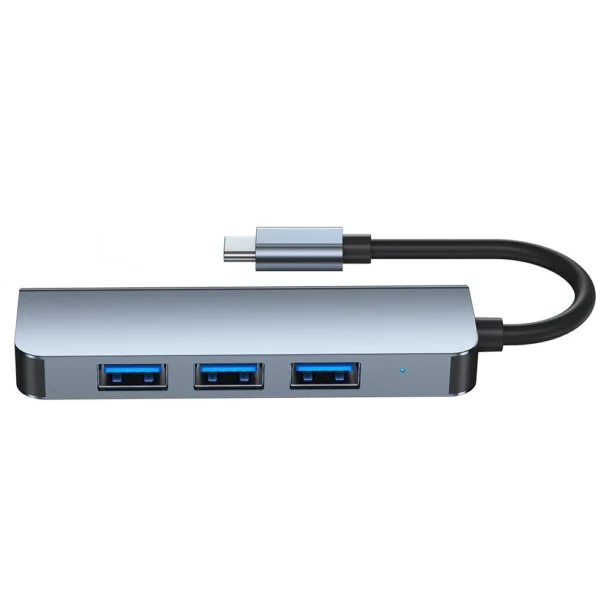 HUB Tech-Protect V1 4in1 USB-C - 3x USB-A 2.0 / USB-A 3.0 - gray