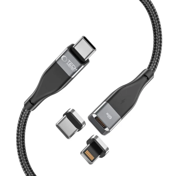 Tech-Protect UltraBoost 2 magnetic cable 2in1 USB-C / Lightning - USB-C PD 60W 3A 1m - black