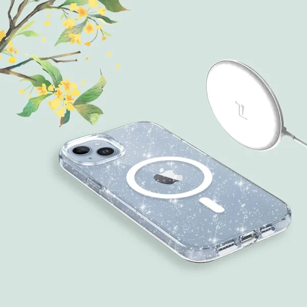 Tech-Protect FlexAir Hybrid MagSafe case for iPhone 13 / 14 - transparent and glitter