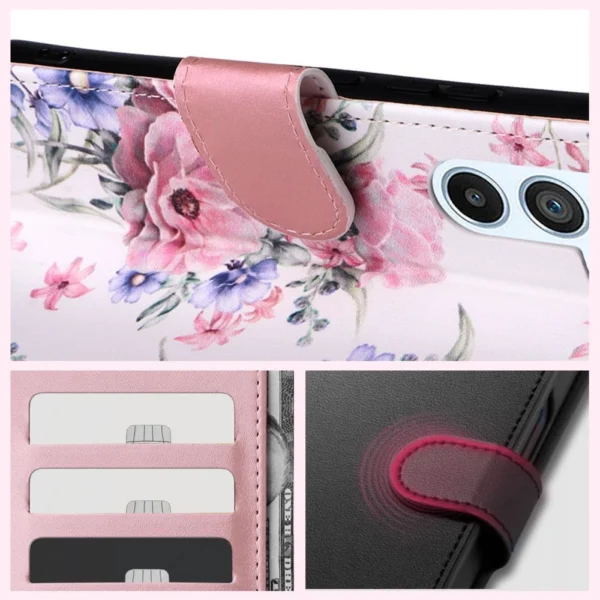 Tech-Protect Wallet case for Xiaomi Redmi 12 - pink flowers