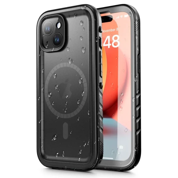 Tech-Protect ShellBox case waterproof IP68 with MagSafe for iPhone 15 - black