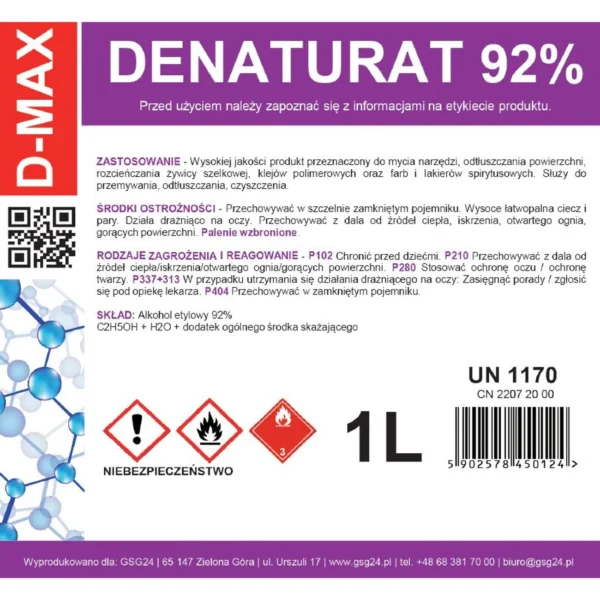 Denatured alcohol denatured alcohol D-MAX 1L