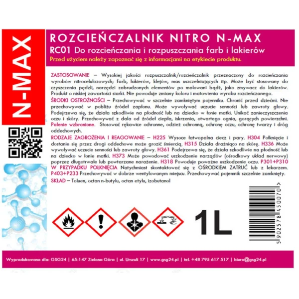 NITRO RC-01 N-MAX 1L thinner solvent