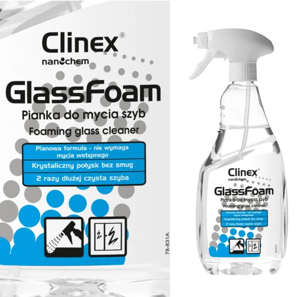 Professional foam for cleaning windows, mirrors and glass without streaks and smudges CLINEX Glass Foam 650ML